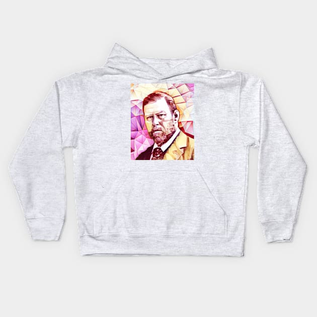 Bram Stoker Pink Portrait | Bram Stoker Artwork 13 Kids Hoodie by JustLit